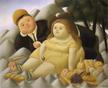Fernando Botero Painting - Picnic en las Montañas Fernando Botero